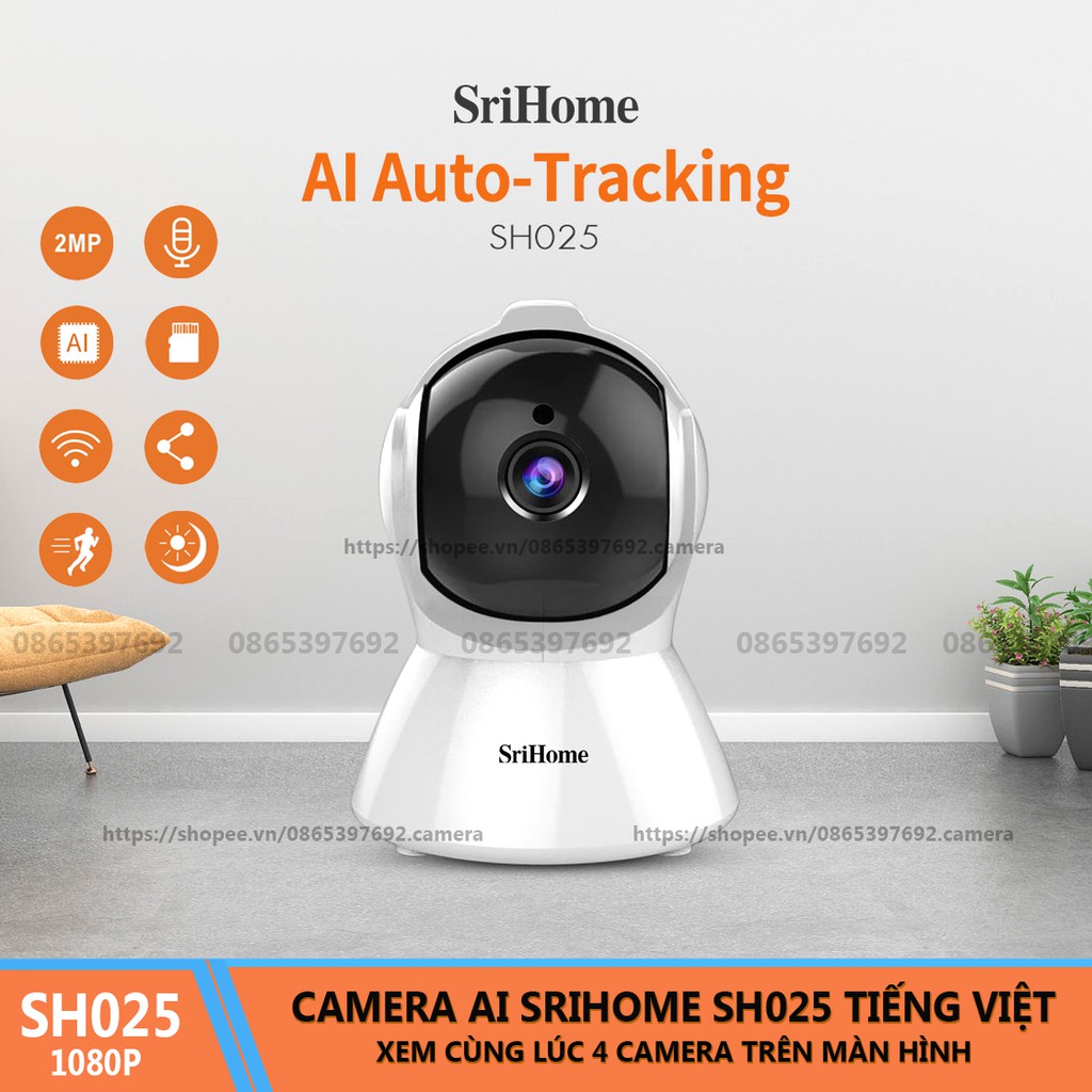 Camera WiFi AI Thông Minh Srihome SH025 - 2.0Mpx 1080P Tiếng Việt | BigBuy360 - bigbuy360.vn