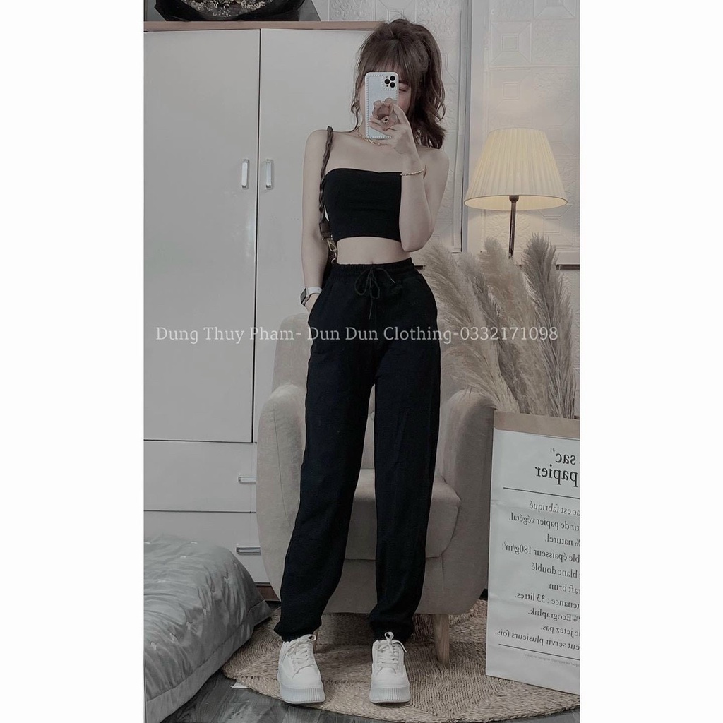 Sét bộ áo ống trơn kèm quần jogger bo ống cực hot , chất thun bozip mềm mịn