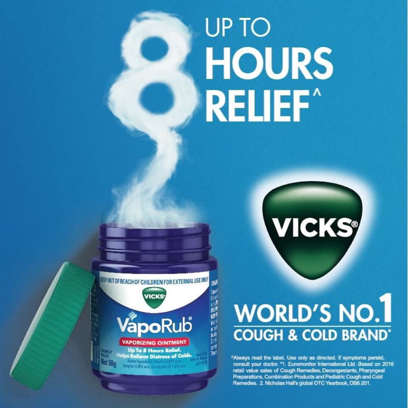 Dầu ấm ngực giảm ho, bảo vệ phổi Vicks VapoRub Vaporizing Ointment