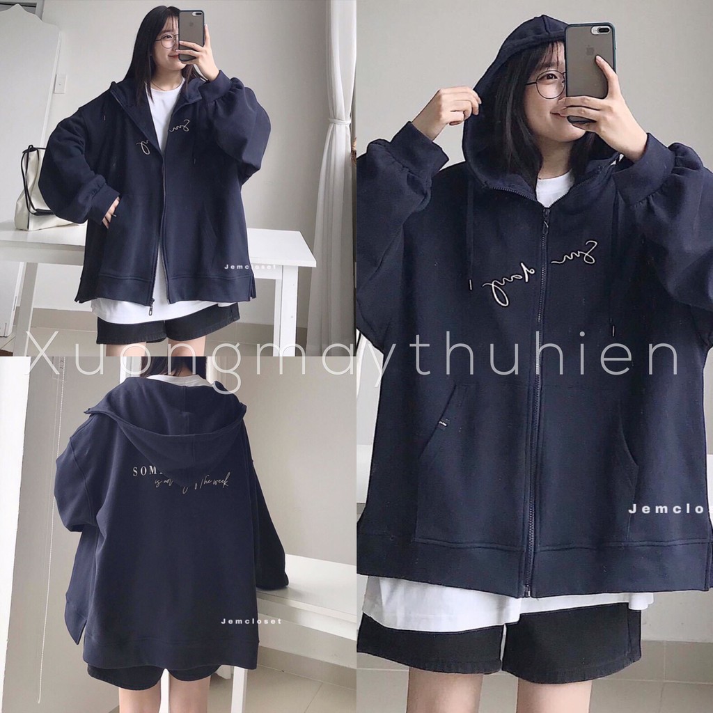 Áo khoác nỉ chữ kí nam nữ phom rộng thời trang hàn quốc/ Áo khoác có mũ ulzzang chống nắng mùa hè_xuongmaythuhien