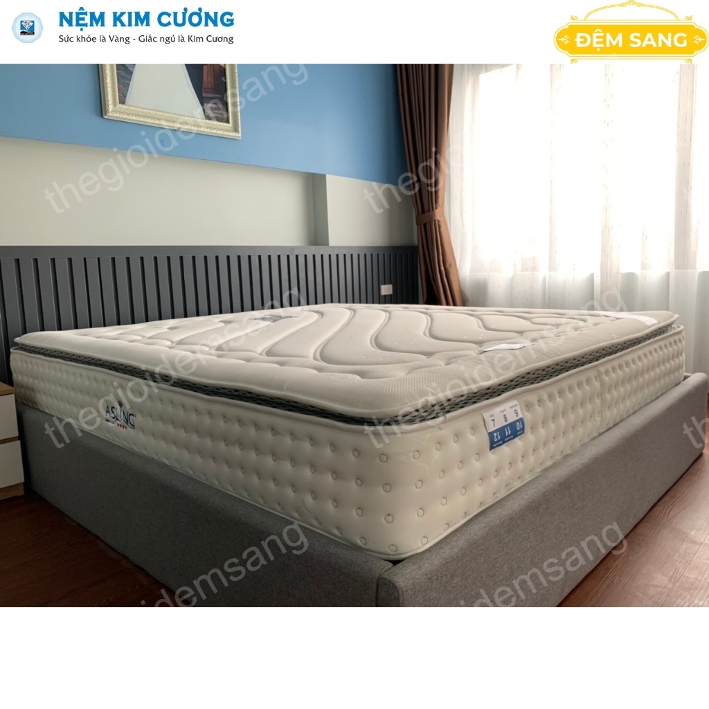 Nệm lò xo túi độc lập ASLING 4 sao chính hãng đệm KIM CƯƠNG cao cấp chuẩn khách sạn giá rẻ bảo hành 8 năm LX104