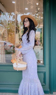 Đầm vintage đuôi cá hoa nhí