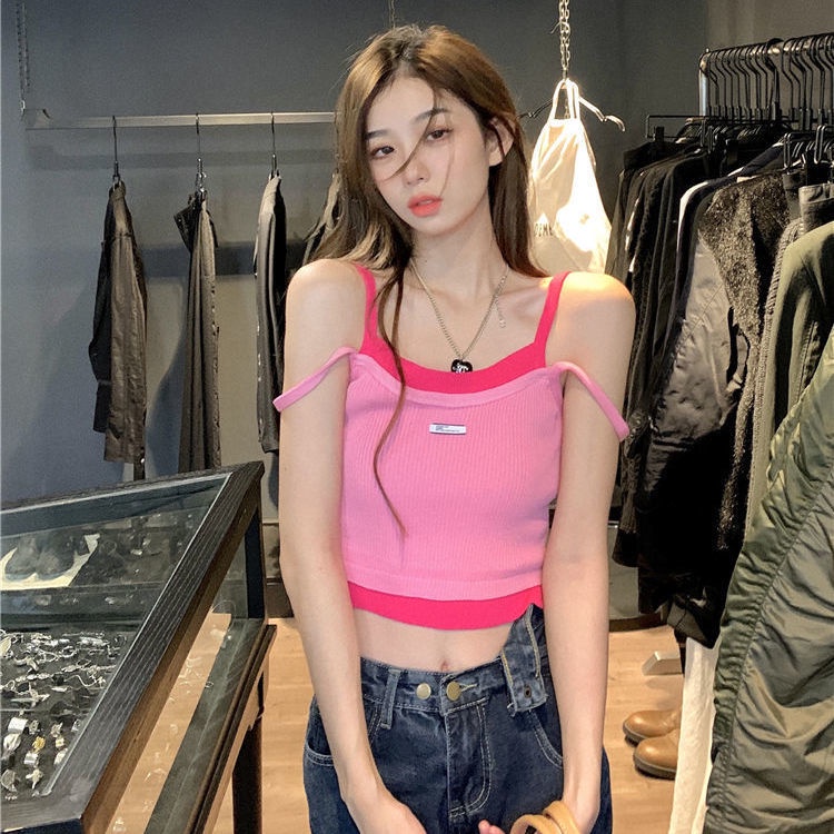 Áo Hai Dây Màu Khối Thời Trang Mùa Hè Quyến Rũ Cho Nữ