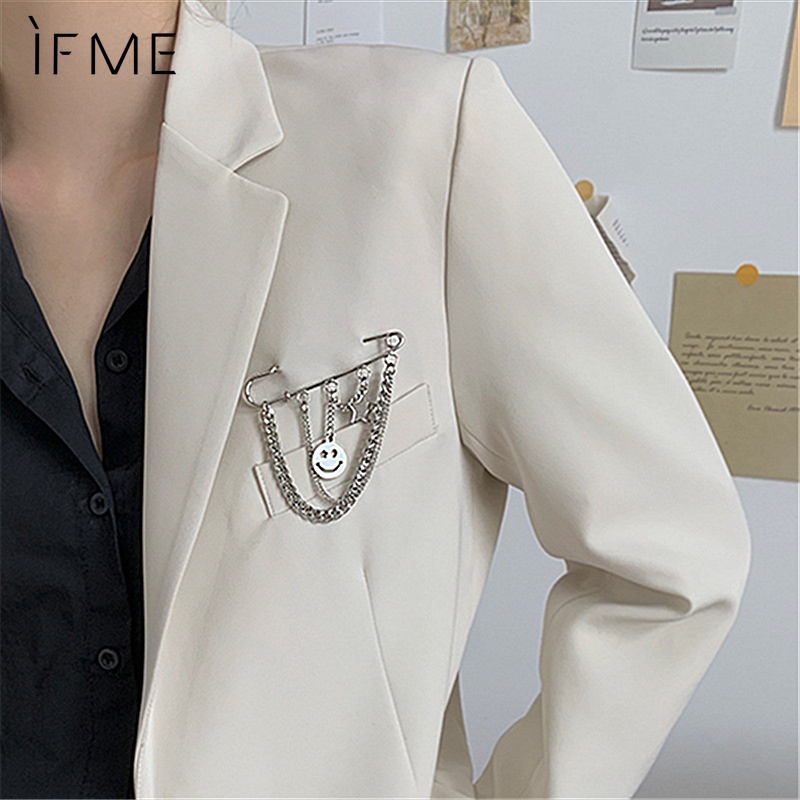 IF ME Trâm Cài Áo Hình Ngôi Sao Mặt Cười Đơn Giản Phong Cách Vintage