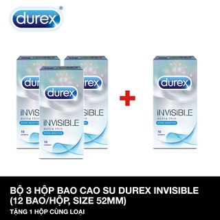 Hộp 10 cái bao cao su Durex Invisible 52mm