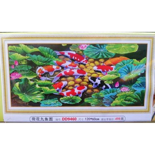 Tranh đính đá cá chép hoa sen DD9460