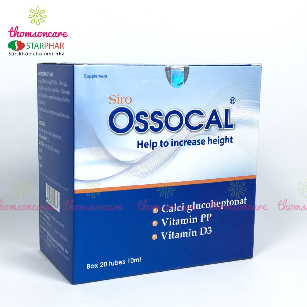 Siro Ossocal - Bổ sung canxi hữu cơ và D3 cho mẹ bầu, sau sinh và trẻ nhỏ, phát triển chiều cao hộp 20 ống