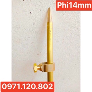 Cọc tiếp địa / kim thu lôi đồng vàng D14mm dài 1m