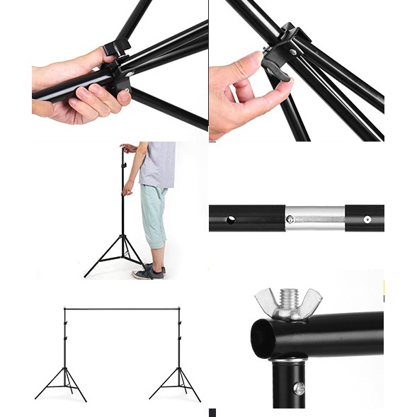 Khung treo phông 2 chân đứng thanh ngang 200x200cm khung treo phông chữ U 2X02