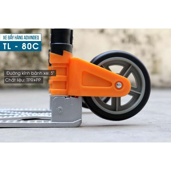 Xe đẩy hàng 2 bánh gấp gọn mini đa năng chở hàng 85kg nhập khẩu ADVINDEQ, xe kéo hàng giá rẻ bánh cao su không ồn