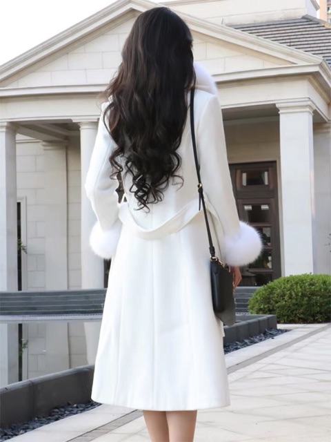 Áo dạ dài trắng đẹp dã man hàng cao cấp