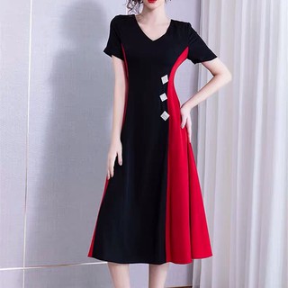 Đầm xoè phối màu đẹp xinh | đầm công sở đầm dáng xòe