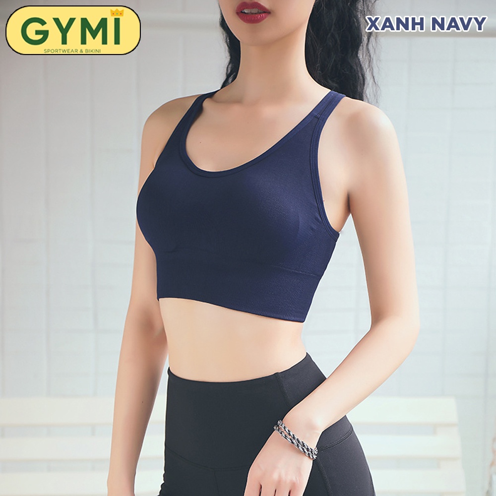 Áo bra tập gym yoga nữ GYMI AL03 dáng croptop thể thao khoá cài 4 nấc kèm mút ngực nâng chống sốc ngực