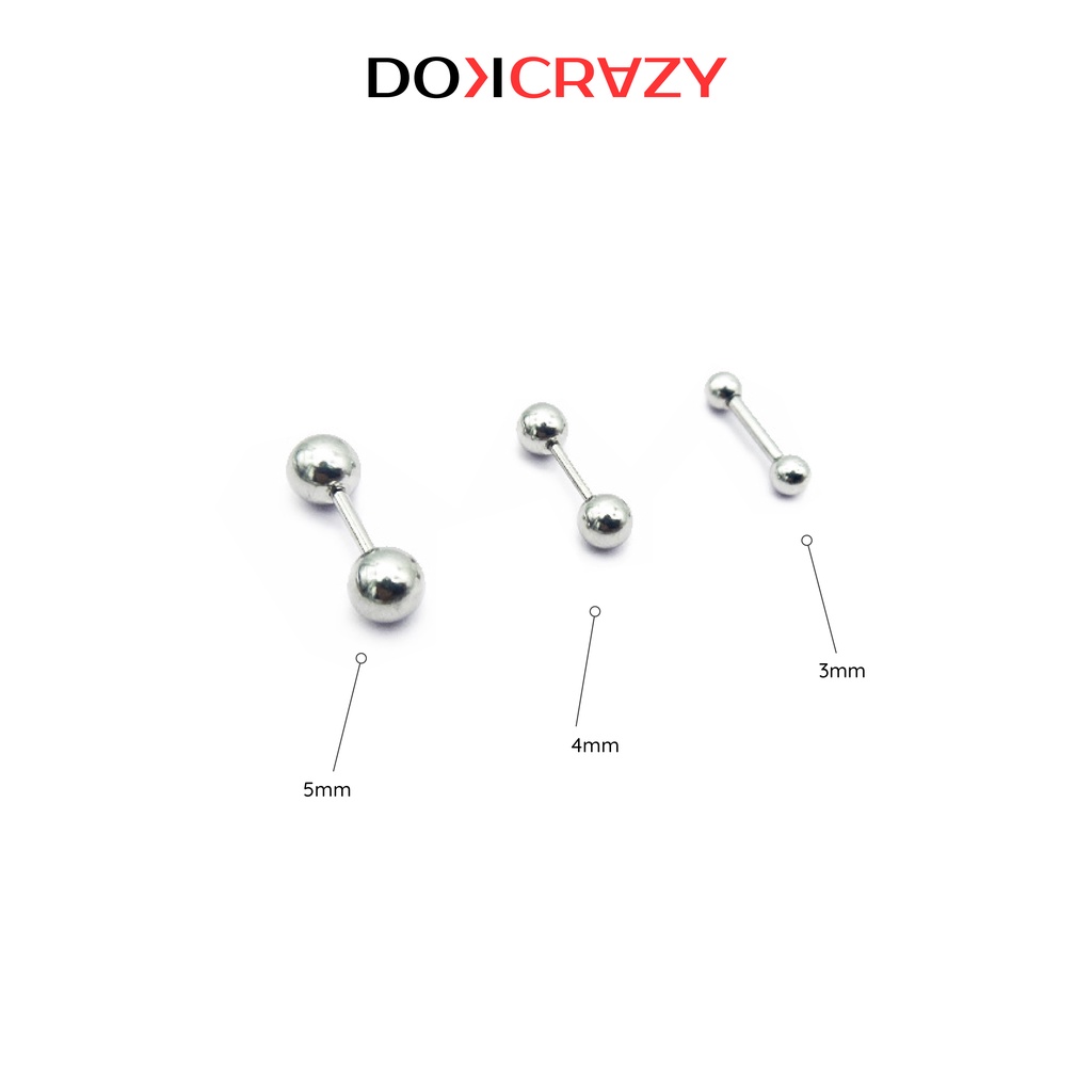 Khuyên tai quả tạ tròn trơn DOKCRAZY thời trang nhiều size unisex