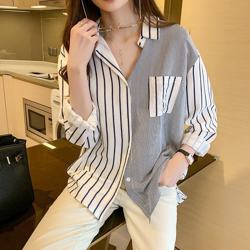 Áo Sơ Mi Kẻ Sọc Dọc Màu Sắc Trẻ Trung Thời Trang Xuân Thu 802