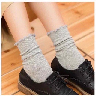 Tất Nhún Nữ Cổ Bèo Hàn Quốc; Tất cổ dài cao cấp cổ bèo Vintage (Full Tag) T10 - MOZETO