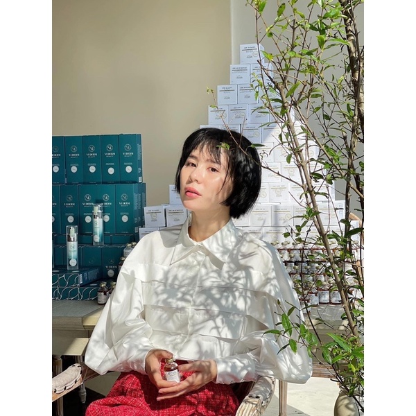 Áo sơ mi cotton lụa HUONGBOUTIQUE SM929 xếp 4 ly, sang chảnh, hottrend 2022