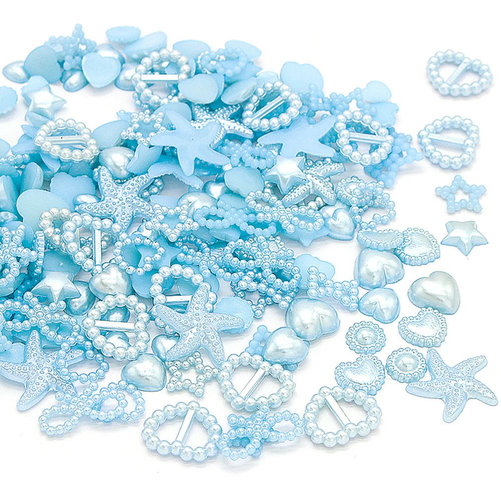 Set 100 hạt ngọc trai nửa tròn bằng nhựa ABS nhiều màu trang trí giày dép/ điện thoại xinh xắn