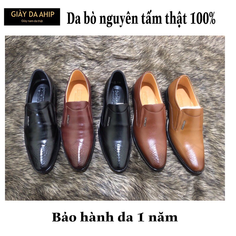 Giày Da Nam Công Sở Da Bò Nguyên Tấm Hoạ Tiết Vẩy Cá T1268