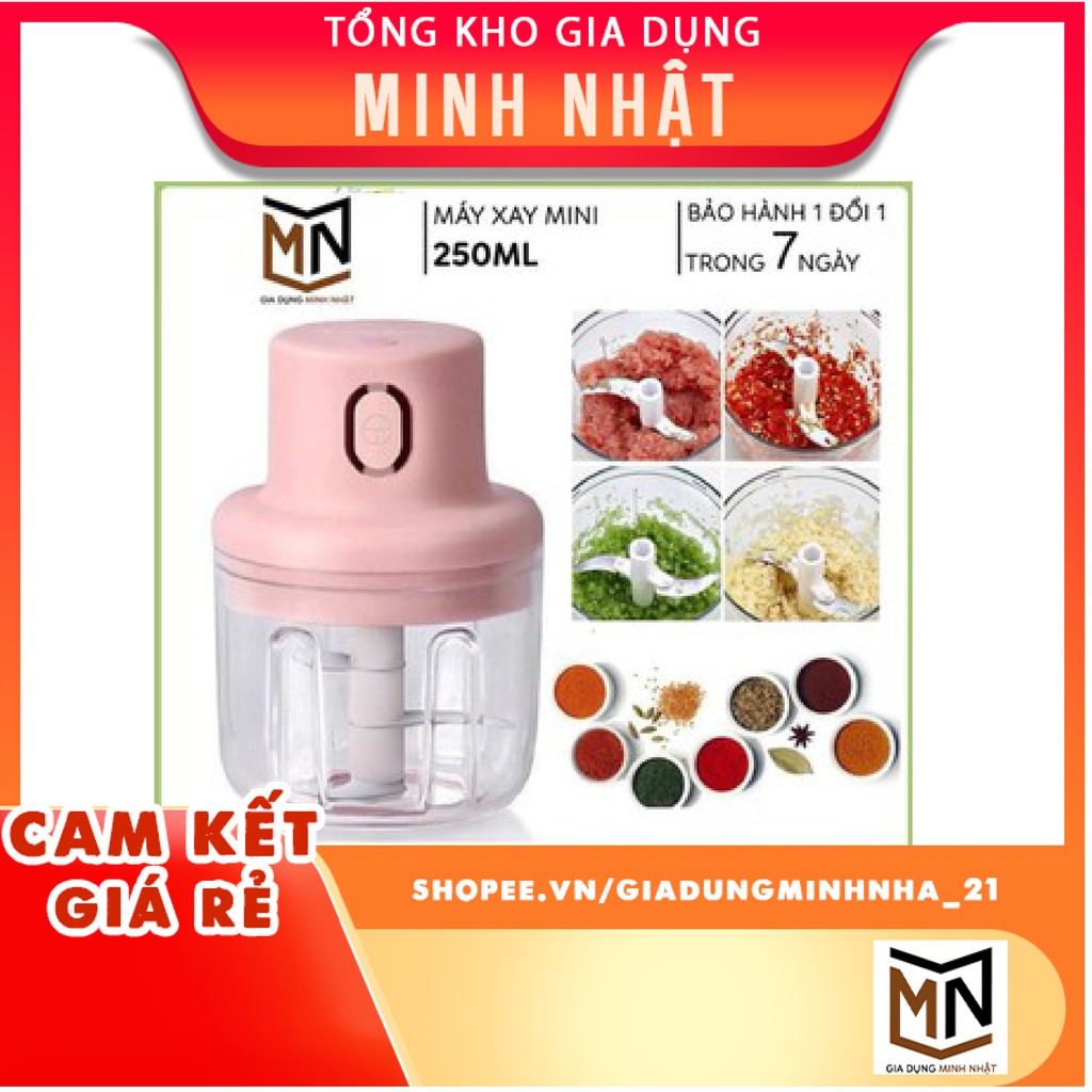 Máy Xay Thịt Cầm Tay Mini Sạc Điện 250ml – Máy Xay Tỏi Ớt, Củ Quả Đa Năng, Có Cổng Sạc Usb