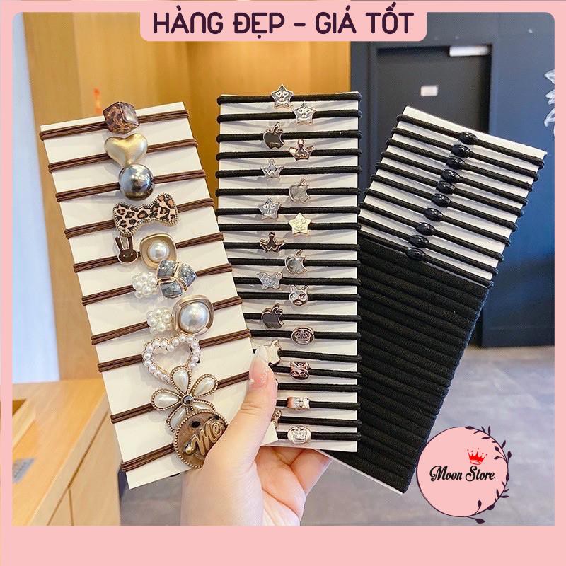 Set 60 dây buộc tóc, chun buộc tóc Hàn Quốc nhiều mẫu siêu xinh