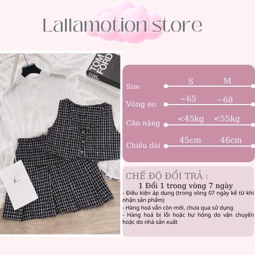Set váy dạ Tweed tiểu thư nữ thu đông cao cấp hot LALLAMOTION 28 | BigBuy360 - bigbuy360.vn