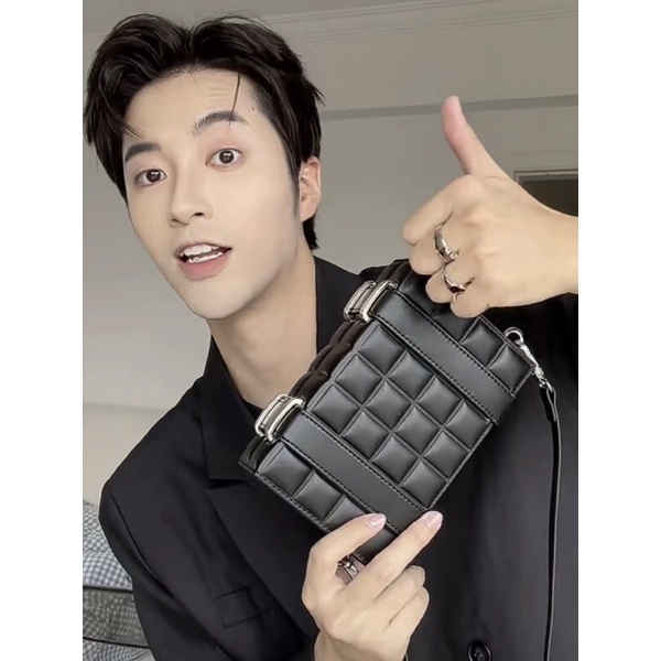 Túi đeo chéo da trơn unisex dáng hộp vuông phong cách 1063