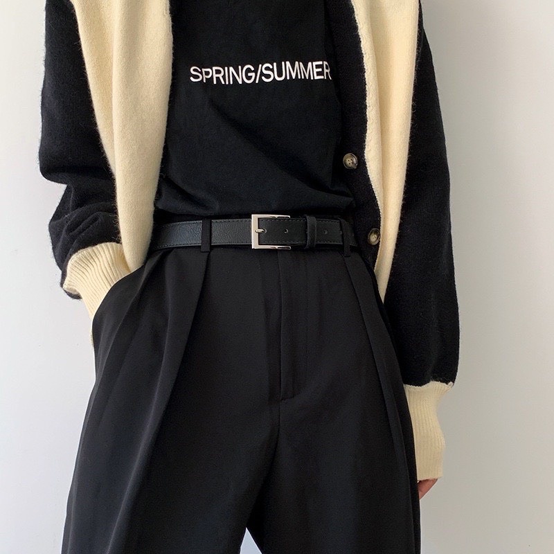 Thắt lưng nam quần bò âu hàn quốc unisex lịch lãm Lulu shop TLN010 mặt vuông Dây lưng nịt đi học làm trẻ trung 3cm