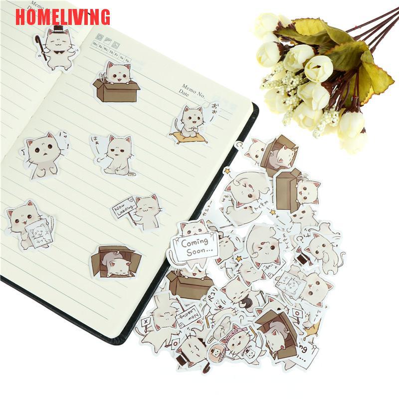Set 45 Miếng Dán Giấy Hình Mèo Trang Trí Sổ Tay DIY