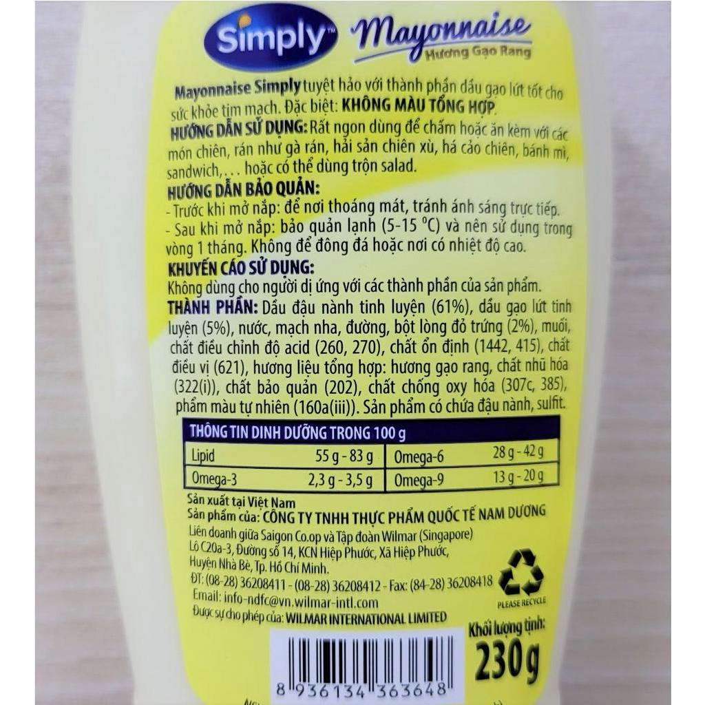 SIMPLY  SỐT MAYO HƯƠNG GẠO RANG  Mayonnaise with Fried Rice Flavor