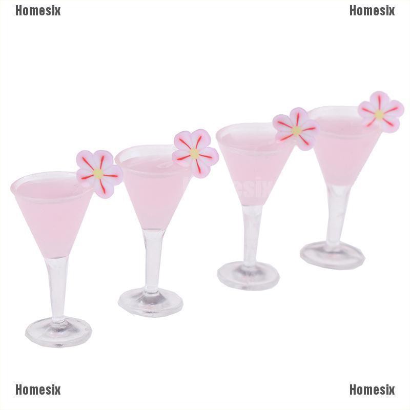 [HoMSI] 4Pcs 1/12 Dollhouse Miniature Cocktail Cup Drink Glass Model Toy Dollhouse Decor SUU