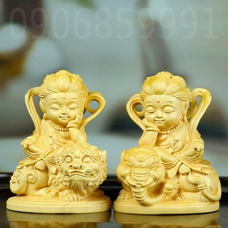 Tượng gỗ Văn Thù Sư Lợi - Phổ Hiền Bồ Tát cỡ nhỏ