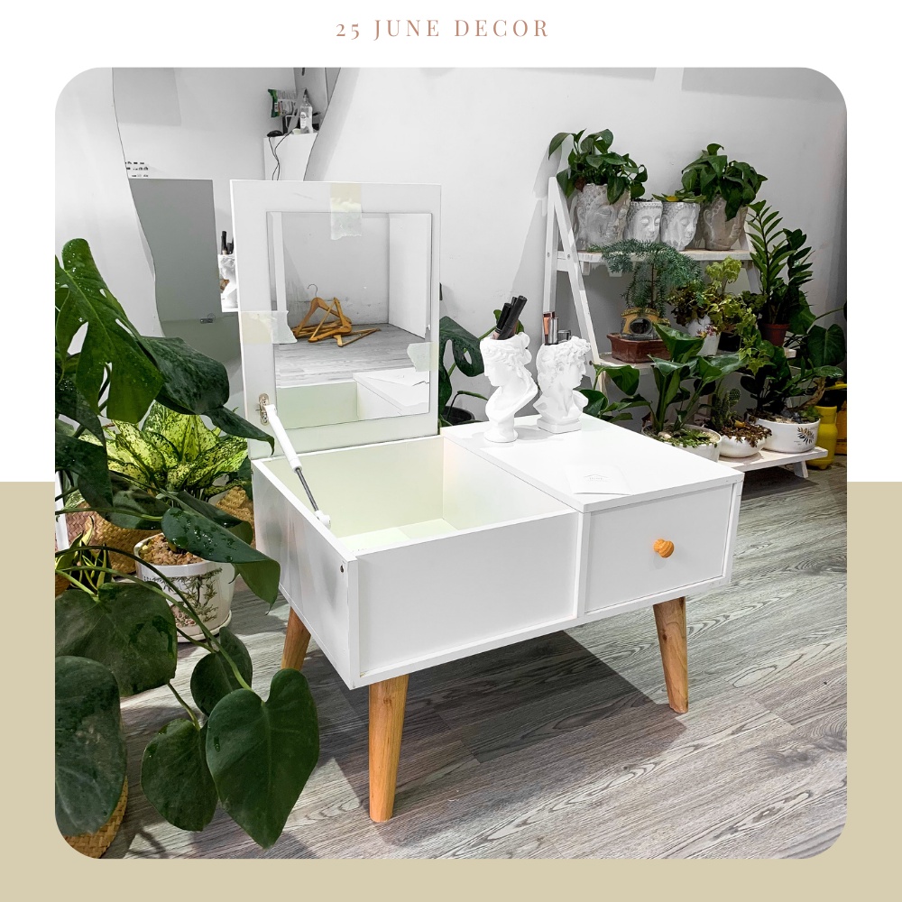 🌟MIỄN SHIP🌟 Bàn Trang Điểm Ngồi Bệt, Bàn Phấn Có Gương Gỗ MDF Cao Cấp Chịu Lực Cao - 25 June Decor