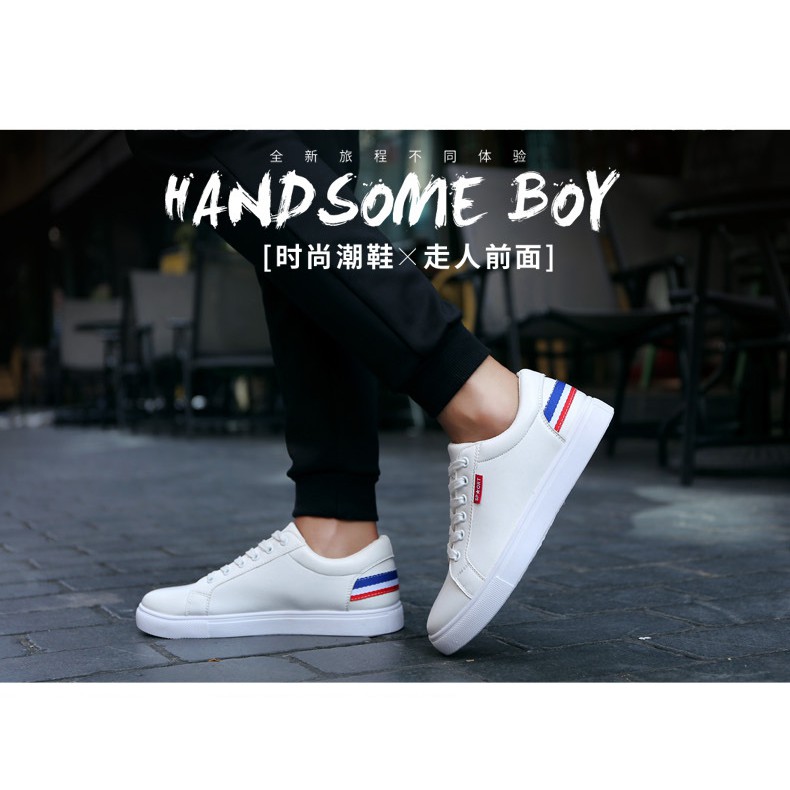 Giày sneaker - GIẦY SNEAKER DA ( Trắng ) Thể Thao Nam phong cách Korea 2018