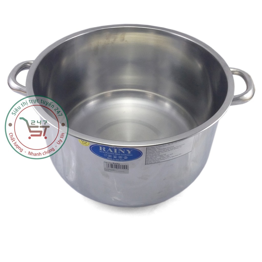 Nồi inox 30 cm 6 rem nắp inox Rainy RN30IDI bền đẹp sáng bóng