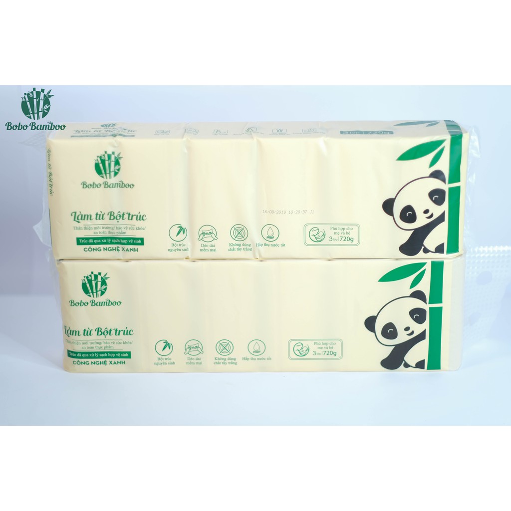 14 gói khăn giấy bỏ túi làm từ bột trúc siêu dai Bobo Bamboo