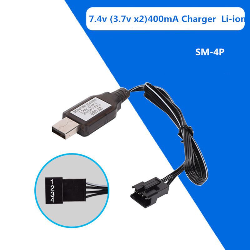 Bộ sạc pin cổng usb 7.4v (3.7V X2) Sm-4P Li-Ion cho xe hơi/ tàu thuyền điều khiển từ xa