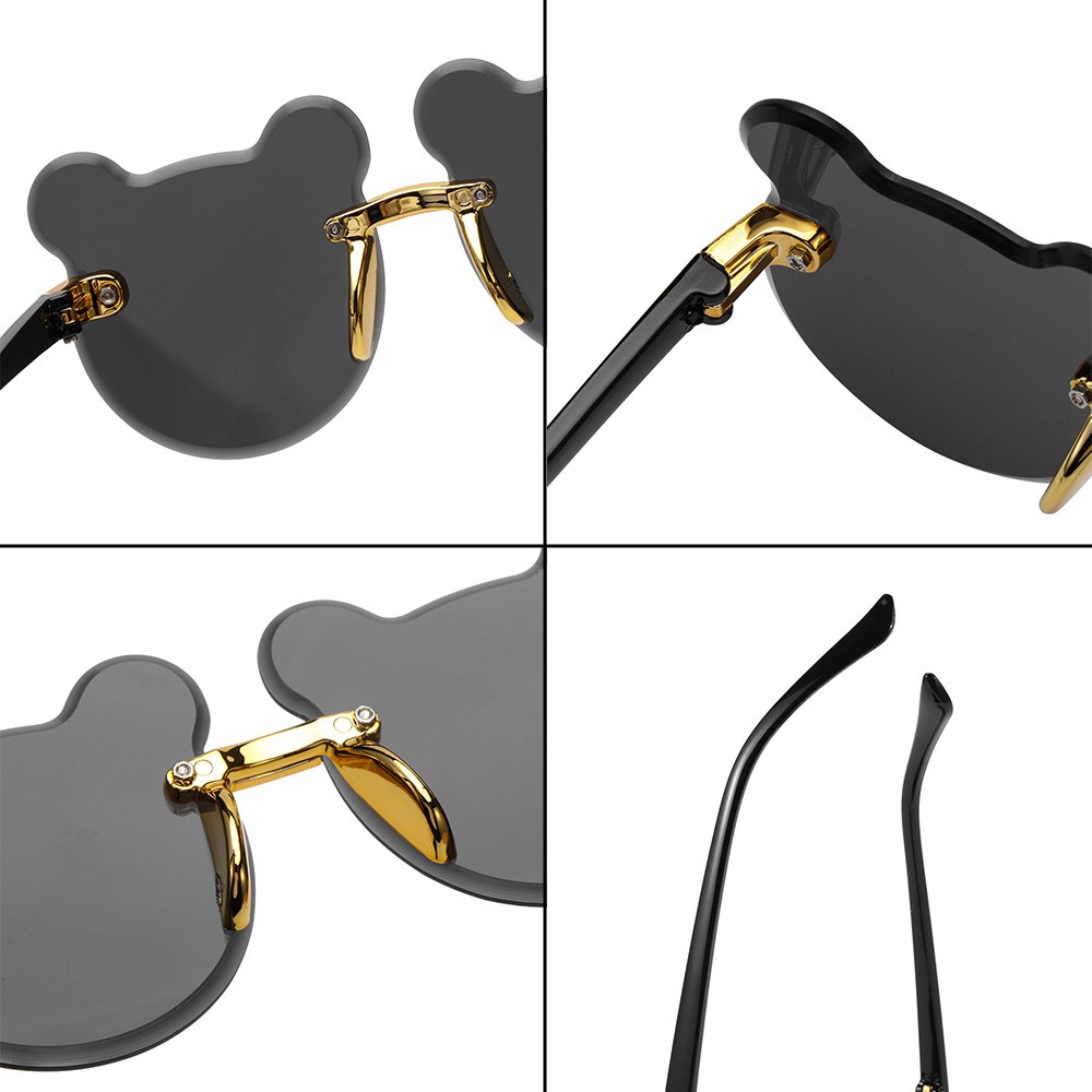 Kính Chống Nắng UV400 Không Vành Hình Gấu Hoạt Hình Dễ Thương Cho Bé Trai Và Bé Gái