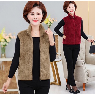 Áo Khoác thu đông ba lỗ nữ lông cừu - Áo Ghi lê lông xù xinh xắn cho chị em