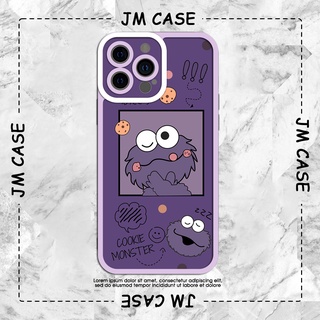 Ốp lưng iphone samsung xiaomi oppo cạnh vuông JM CASE Gấu Cookie Monster biểu cảm