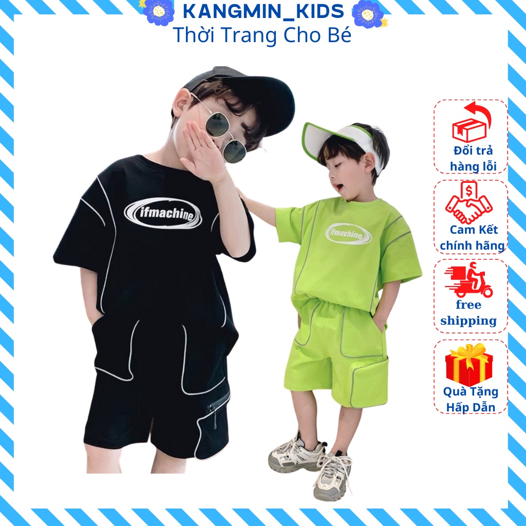 Bộ quần áo bé trai Kangmin-kids, bộ thể thao cộc tay cho bé trai mặc mùa hè QATET02 từ 6-27kg