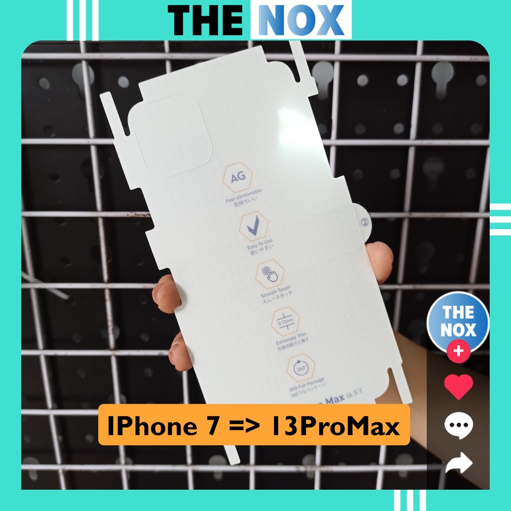 Miếng Dán PPF IPhone Trong Mờ Chống Vân | Skin PPF Tự Phục Hồi 7/8/Plus/X/XsMax/11/12/13/Pro/Max [The Nox]