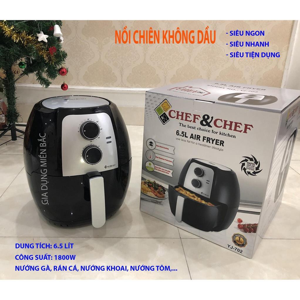 NỒI CHIÊN KHÔNG DẦU CHEF &amp; CHEF 6,5L [LOẠI TO] [GIá siêu rẻ].