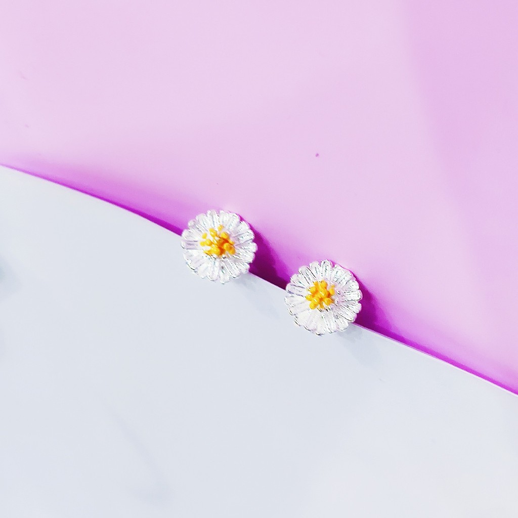 Bông tai bạc Bông Cúc Họa Mi nhỏ bạc ta Van Jewelry V10242