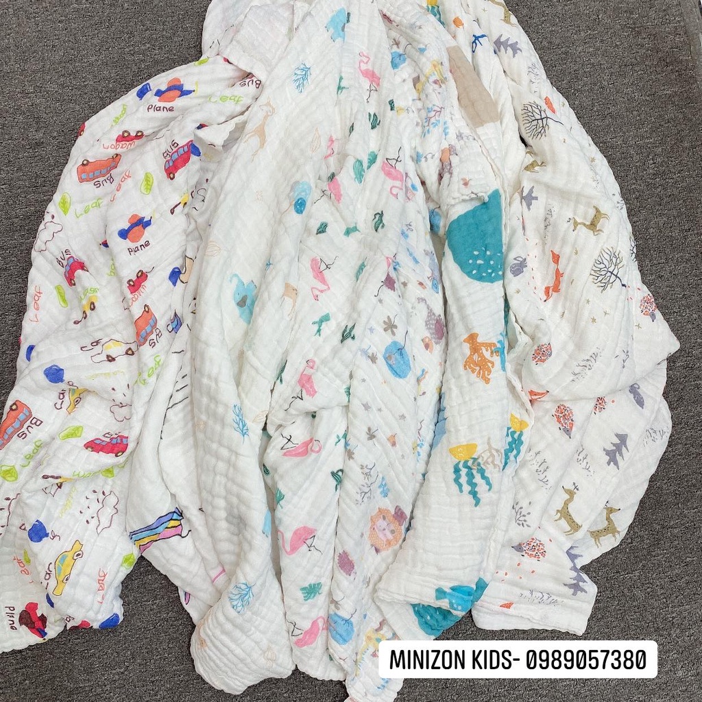 Khăn Tắm Organic 4 Lớp Có Hình Born Because Mẫu Mới Mềm Mại Thấm Hút Tốt