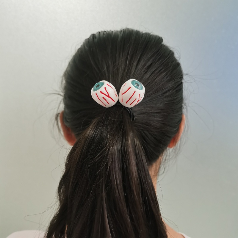 Kẹp Tóc Mỏ Vịt Hình Bộ Xương Có Quả Bóng Lông Trang Trí Halloween