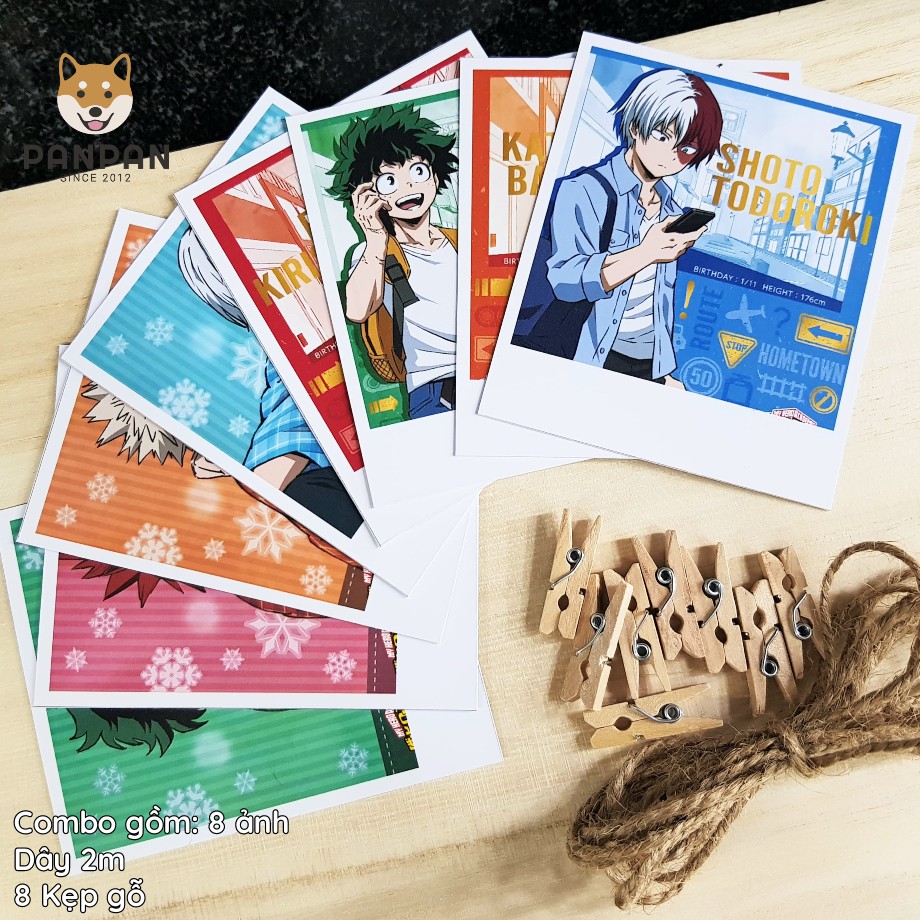 Combo 8 ảnh card lomo polaroid trang trí Anime Yuri on Ice  (tặng kèm dây và kẹp)