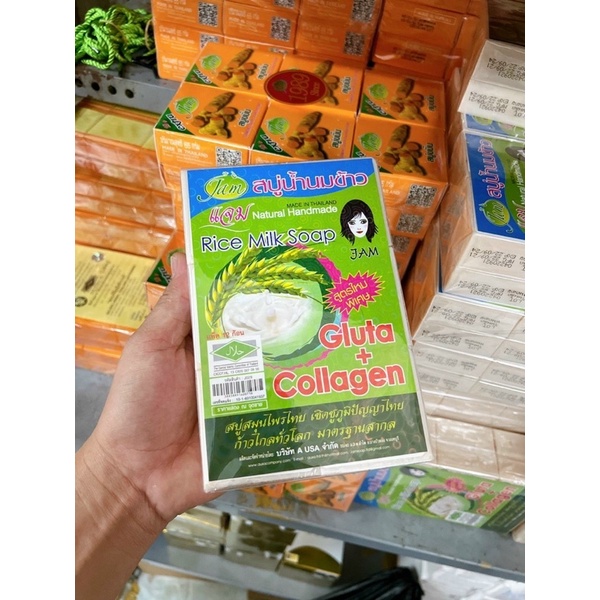 ( Lố 12 cục ) Soap sữa gạo và soap cam nghệ Thái Lan - Xà phòng cục LQC18