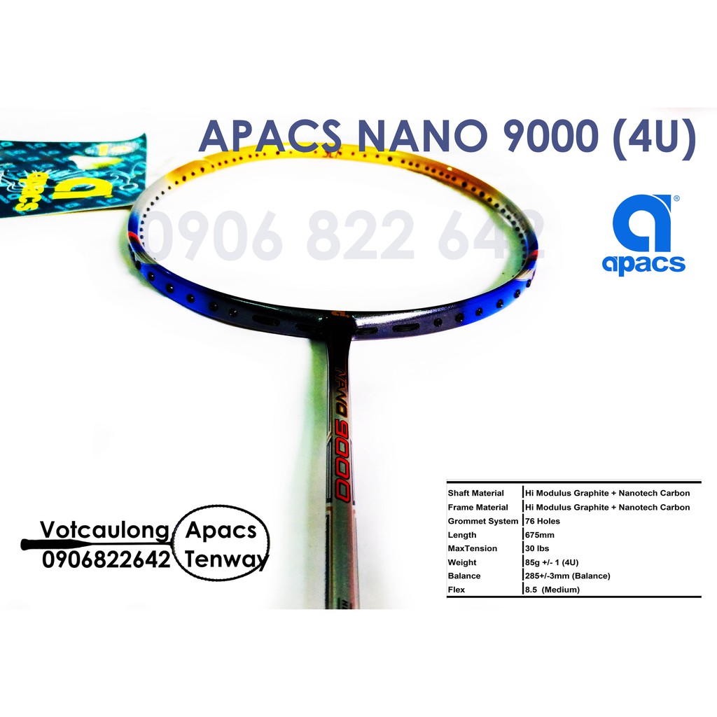 Vợt cầu lông Apacs Nano 9000 (4U) | Vợt chính hãng, phù hợp đánh phong trào