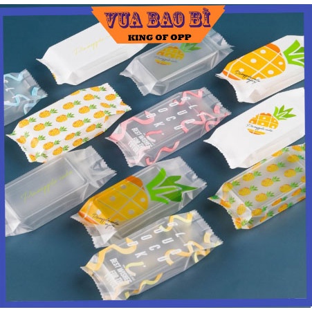 Túi đựng bánh kẹo hoạ tiết bánh dứa, hàn nhiệt, 100 túi/sp, BBK7 - VUA BAO BÌ